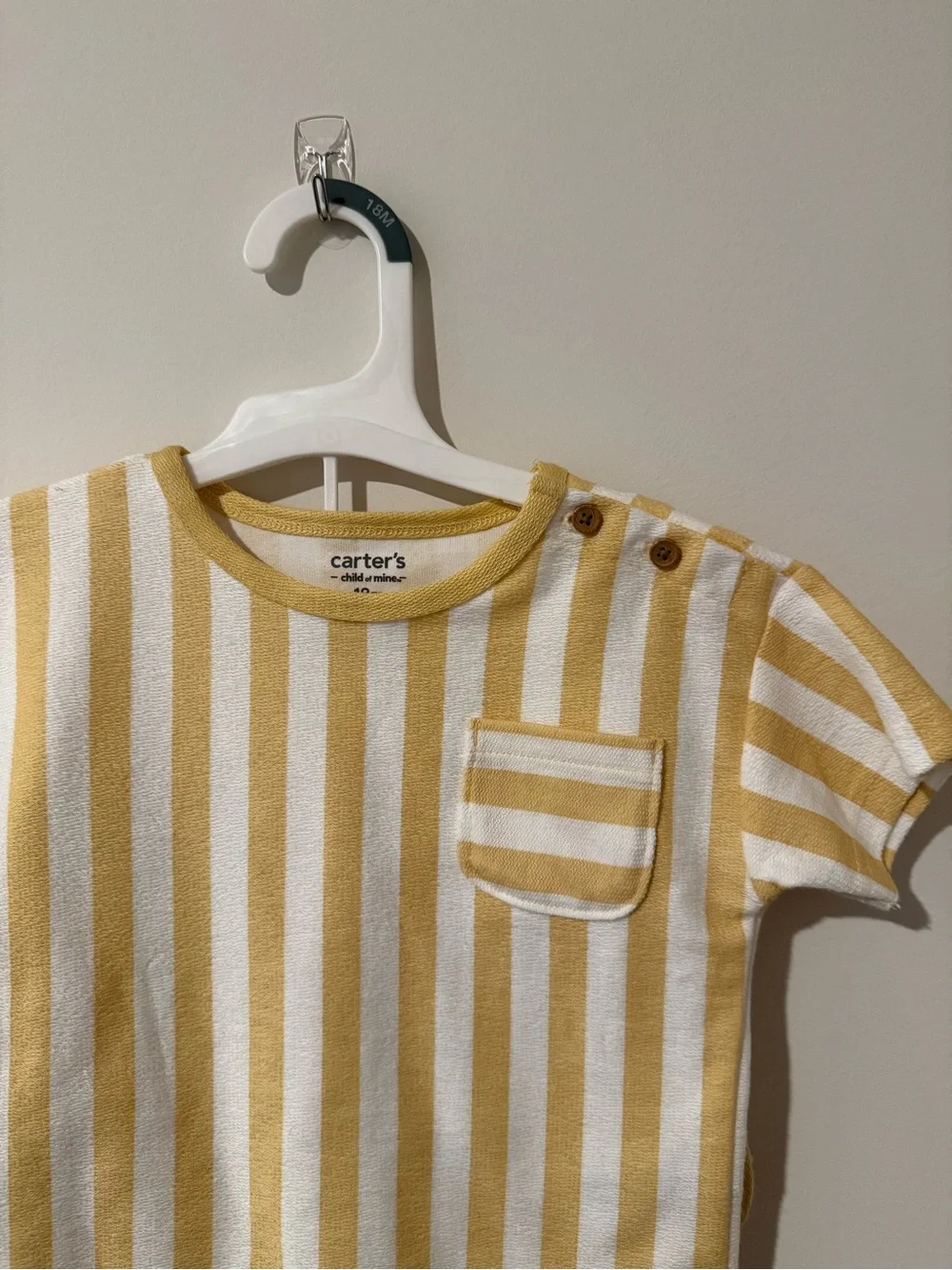 Carter's Yellow & White Vertical Stripe Short Sleeve Shirt & Shorts